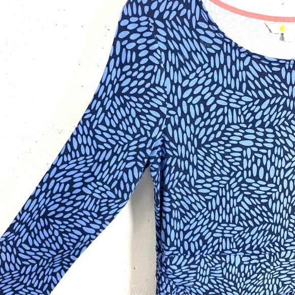 Boden Womens Abigail Jersey Dress Blue Print Long Sleeve Pockets Size 2 Petite - Picture 6 of 11